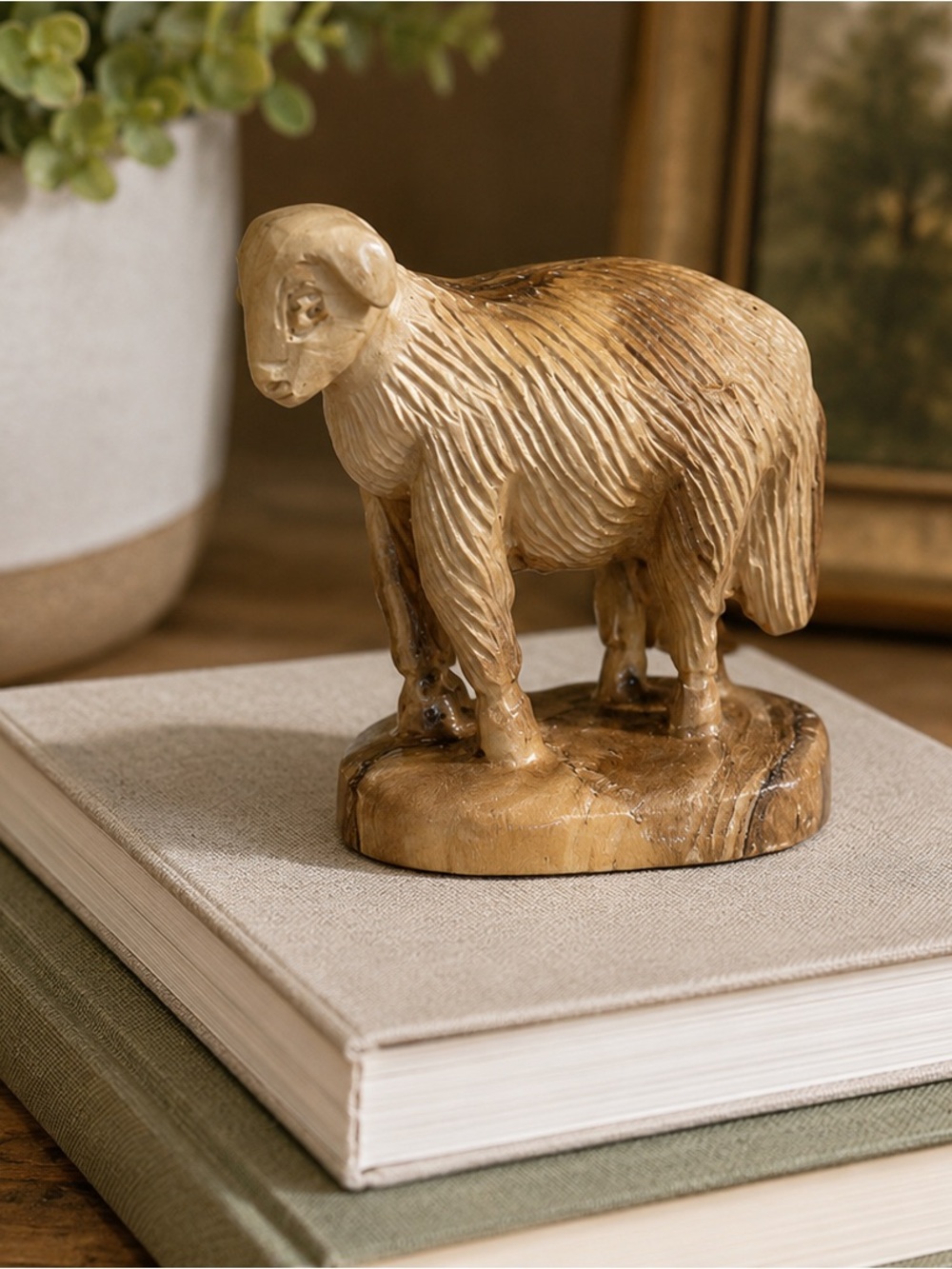 Hand carved farm animal vintage wooden